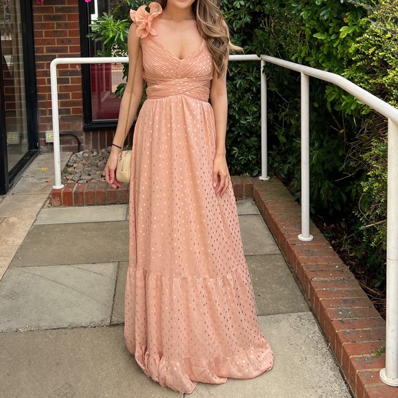 Vici Shimmer Chiffon Ruffle Cutout Dress - Picture 9 of 9